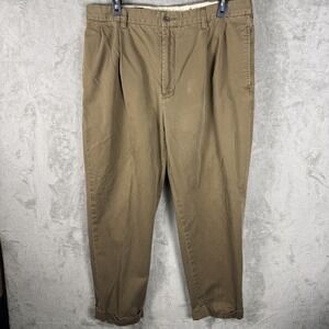 Polo Ralph Lauren Hammond Pants Mens 36x30 Brown Classic Pleated‎ Chino Cotton